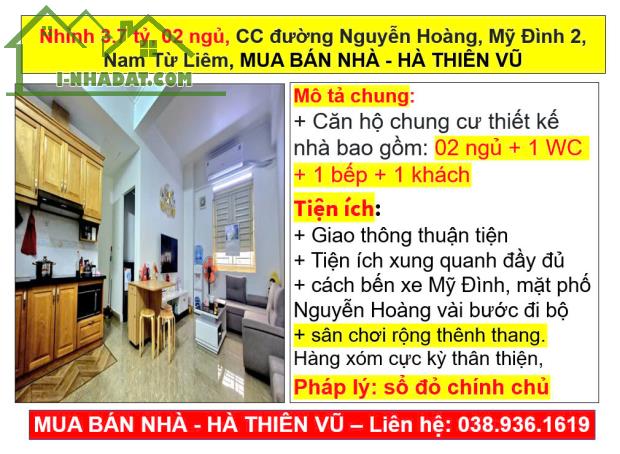 Nhỉnh 3.7 tỷ, 02 ngủ, CC đường Nguyễn Hoàng, Mỹ Đình 2, Nam Từ Liêm, HÀ THIÊN VŨ - 4