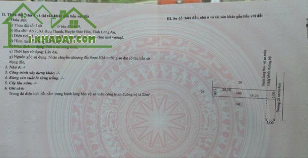 Chính Chủ 179m2 Đất Tại Ấp 2, Xã Hữu Thạnh, Huyện Đức Hoà, Long An. Full Thổ Cư. - 5