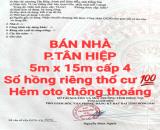 BÁN NHÀ ĐẤT TÂN HIỆP, SỔ HỒNG RIÊNG THỔ CƯ, ĐƯỜNG OTO THÔNG THOÁNG (NP1045)