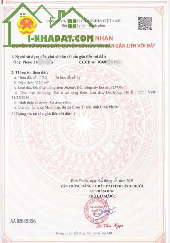 Tôi đang cần bán lô đất nền Minh Lập Chơn thành DT500m2, Giá 650Triệu