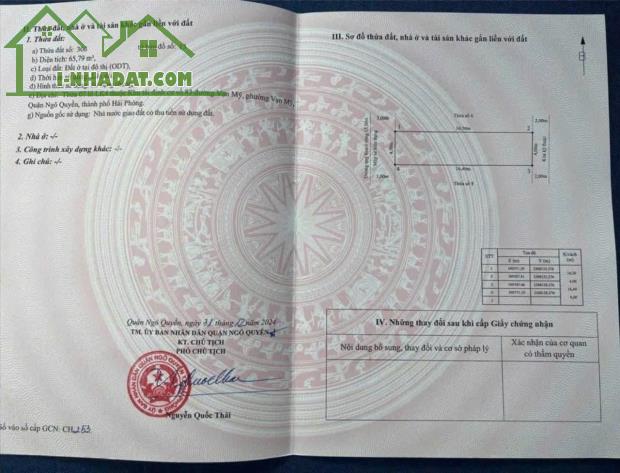 KH Cần bán lô đất tái định cư Vạn Mỹ, Ngô Quyền, Hải Phòng - 1