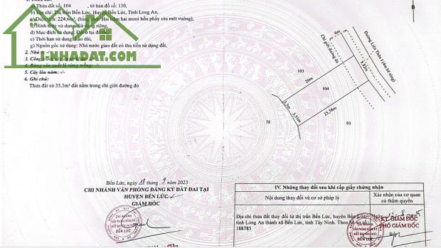 Bán nhanh lô đất thổ 8.8 x 25 ngay đường Nguyễn Trung Trực, Bến Lức - 15tr/n2, shr