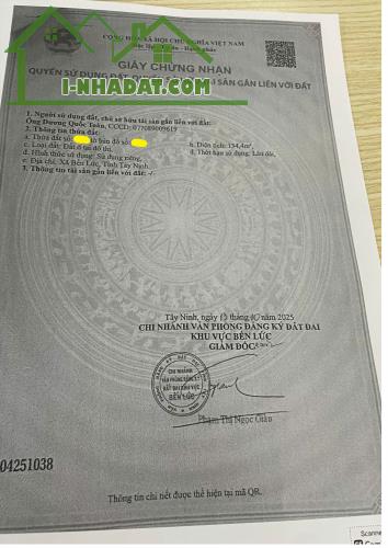 XOAY TIỀN GẤP CẦN BÁN VÀI LÔ ĐẤT NGAY THỊ TRẤN BẾN LỨC