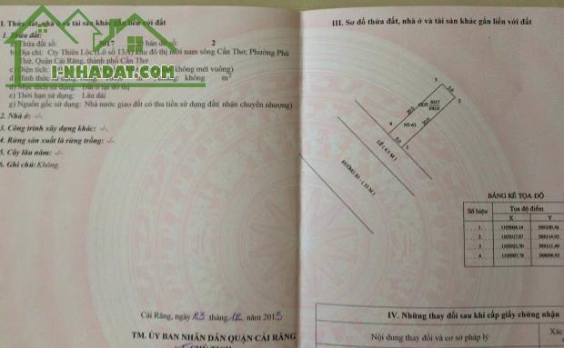 BÁN CẶP NỀN B3 KHU THIÊN LỘC - P.HƯNG PHÚ, CẦN THƠ. LH 0949946604 QUÝ - 1