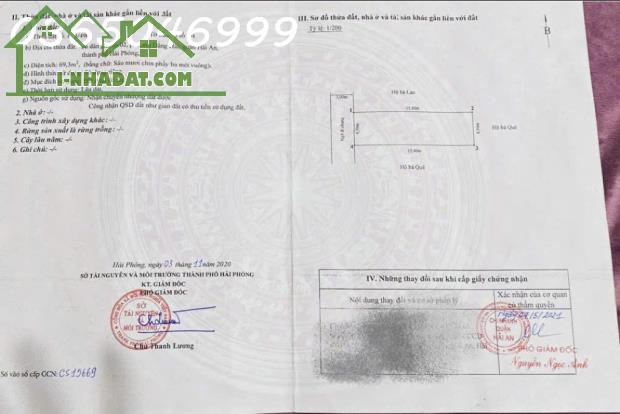 Chính chủ gửi bán lô đất 69,3 mặt ngõ 4m Đằng Hải - Hải An.