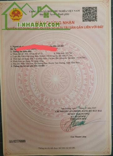 💥BÁN GẤP LÔ ĐẤT HƯỚNG ĐẠO SÁT KCN TAM DƯƠNG DT107,7m2 MT5m sẵn sổ sang tên 1,2 tỷ