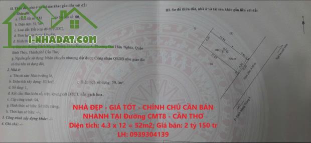 NHÀ ĐẸP - GIÁ TỐT - CHÍNH CHỦ CẦN BÁN NHANH TẠI Đường CMT8 - CẦN THƠ