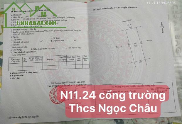 Bán đất kinh doanh buôn bán sầm uất mặt phố Tây Hào, ph Ngọc Châu, TP HD, 75m2, mt 5m