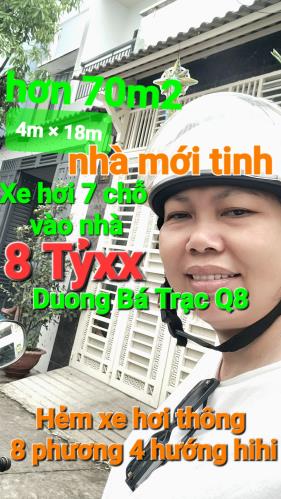 Bán nhà hẻm xe hơi thông Dương Bá Trạc p.Rạch Ông Q8, nhà mới 72m2 [4×18] chỉ 8Tyxx. TL - 4