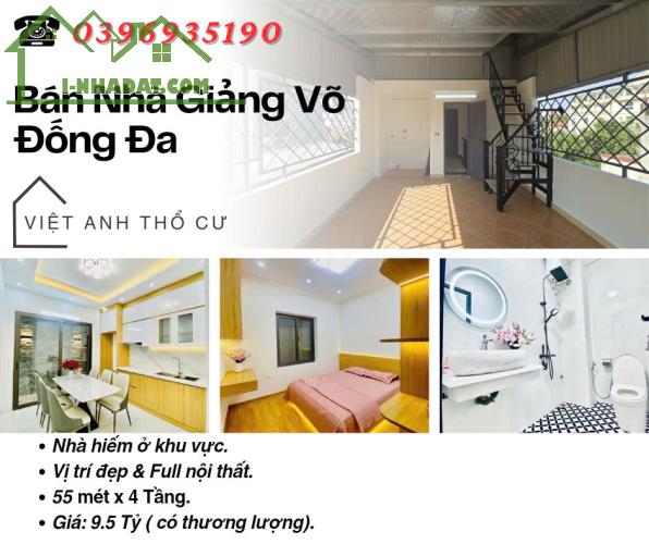 Bán nhà Phố Giảng Võ, Vị Trí Đẹp, Full Nội Thất, 55mx4T, Giá: 9.5 Tỷ, Lh: 0396935190.