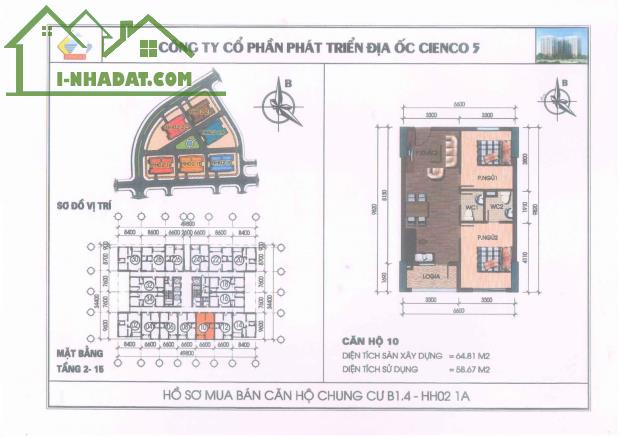 Chính chủ cho thuê căn hộ 65m² chung cư Thanh Hà Cienco 5 – 0918818872