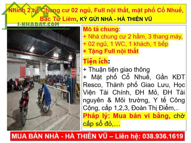 Nhỉnh 2 tỷ, Chung cư 02 ngủ, Full nội thất, mặt phố Cổ Nhuế, Bắc Từ Liêm, KÝ GỬI NHÀ - 5