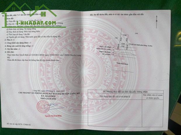 Cần bán đất nền tại ấp 10, xã Thuận Hưng, huyện Long Mỹ, tỉnh Hậu Giang (kế bên cầu Ba - 1