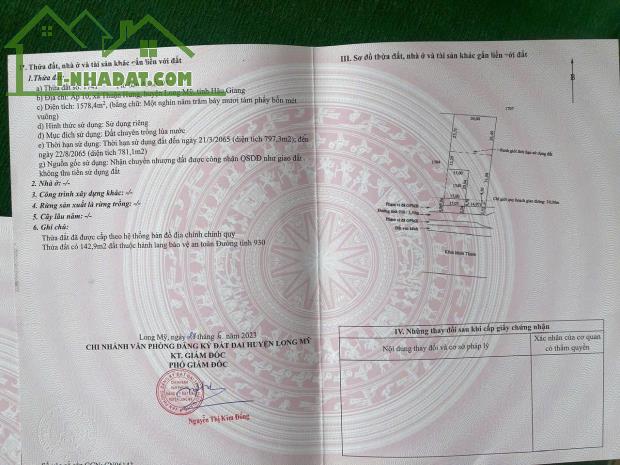 Cần bán đất nền tại ấp 10, xã Thuận Hưng, huyện Long Mỹ, tỉnh Hậu Giang (kế bên cầu Ba
