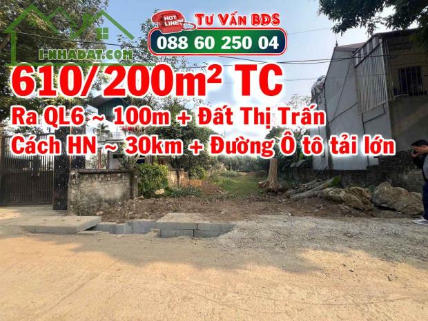 bán đất thị trấn lương son hoà bình, thửa đất 610m có 200 thổ cư tại tiểu khu đồng bái - 1