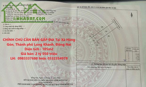 CHÍNH CHỦ CẦN BÁN GẤP Đất Tại Xã Hàng Gòn, Thành phố Long Khánh, Đồng Nai - 4