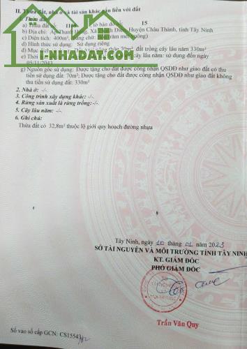 Chính Chủ Cần Bán Lô Đất Vị Trí Đẹp Tại Ấp Thanh Hùng, Xã Thanh Điền, Châu Thành - Tây - 2