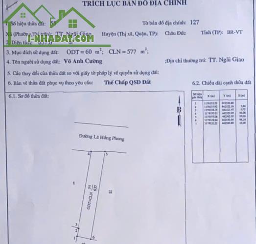 SỞ HỮU ĐẤT ĐẸP CHÍNH CHỦ - GIÁ Tốt - Vị Trí Tại : Thị Trấn Ngãi Giao - Châu Đức -  Bà Rịa - 3