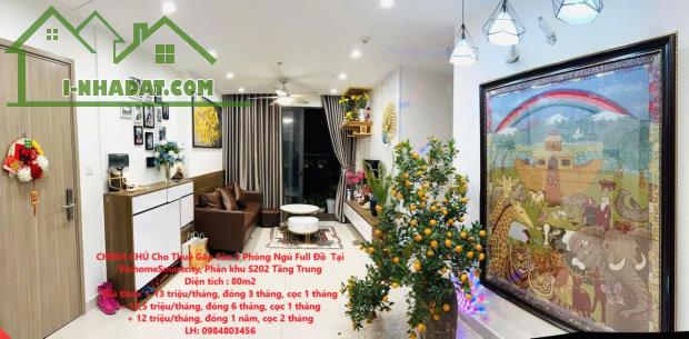 CHÍNH CHỦ Cho Thuê Gấp Căn 3 Phòng Ngủ Full Đồ  Tại VinhomeSmartcity, Phân khu S202 Tầng - 4