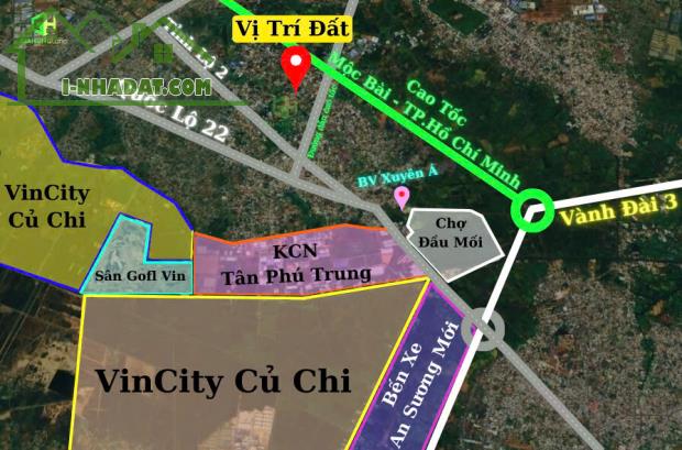 Đất KDC Tân Phú Trung ngay Vinhome Củ Chi full thổ cư - 1