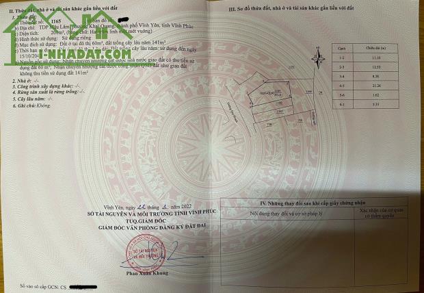Bán 201m2 đất Mậu Lâm , Khai Quang giá 4 tỷ. LH 0399.566.078