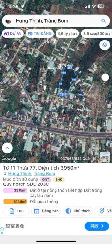 BÁN ĐẤT 3950M² ĐƯỜNG SÔNG THAO, HƯNG THỊNH, TRẢNG BOM – MT 14M, CÁCH QL1A CHỈ 100M - 4