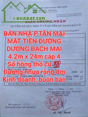 BÁN NHÀ ĐẤT TÂN MAI MẶT TIỀN DƯƠNG BẠCH MAI, ĐƯỜNG RỘNG 8m BUÔN BÁN - 5