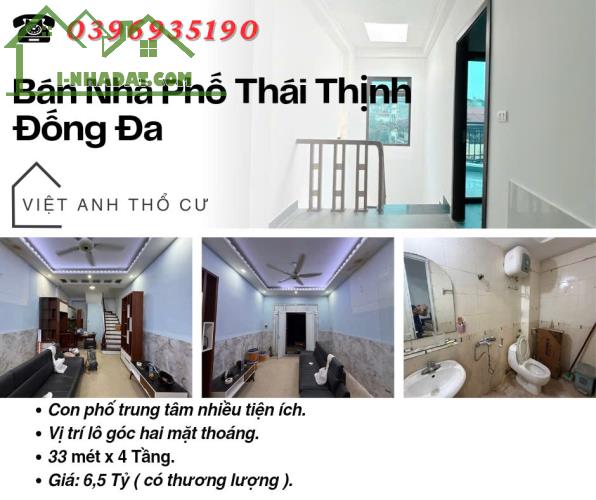 Bán nhà phố Thái Thịnh_Sổ Đỏ Chính Chủ_Lô Góc Hai Thoáng_33mx4T_Giá: 6.5 Tỷ, Lh: