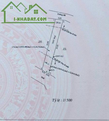 Đất thổ cư ngay ubnd 180m2 có 100m2 thổ cư giá 190 triệu đường lớn 12m - 1