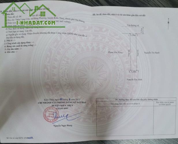 Bán đất Đông Phương - Kiến Thụy - Hải Phòng