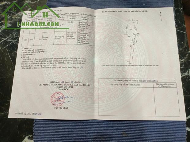 Lô góc CC cần bán Đất TT Quang Minh,full TC 54m,kinh doanh vip,giá đầu tư.