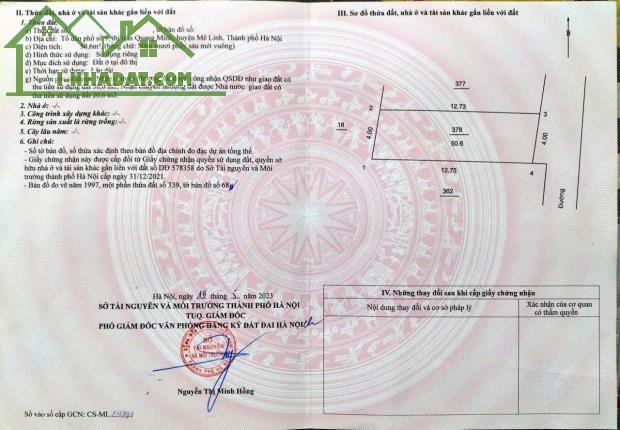 CC bán Đất TT Quang Minh,full TC 50.6m,mt4m,giá đầu tư