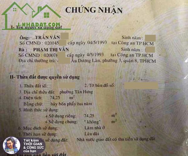 BÁN NHÀ ĐƯỜNG SỐ KHU HIM LAM. 74M2. 4.5MX16.6M. NHÀ CẤP 4. ĐƯỜNG 12M. SÁT QUẬN 1 - 1