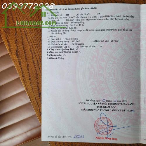 Kẹt tiền bán gấp lô đất 192m2 Phan Châu Trinh, Phường Hải Châu, Đà Nẵng, giá đầu tư