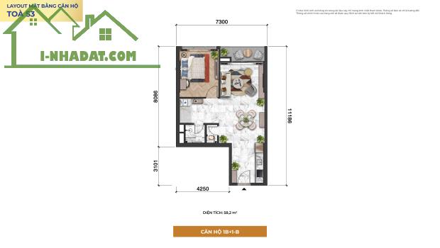 Căn tòa S3 DT 59.6m2 (1pn + 1) view về thành phố, sông Hàn và pháo hoa - Sun Symphony - 3