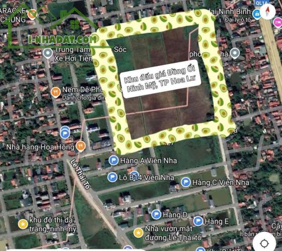 Chính chủ cần bán Nhanh Lô Đất 2 mặt tiền Tại Phường Ninh Mỹ- TP Hoa Lư - Tỉnh Ninh Bình
