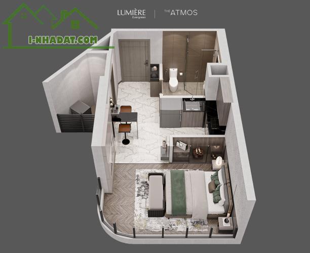 SMART CITY - LUMIÈRE Evergreen - Studio A1 - Tầng Thấp Ban Công Đông Nam Chỉ 3,050 Bao - 2