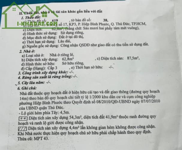 BÁN NHÀ THỦ ĐỨC GIÁ SIÊU HỜI DIỆN TÍCH 63 NHÀ 2 TẦNG, GIÀ CHÀO 4,9 - 4