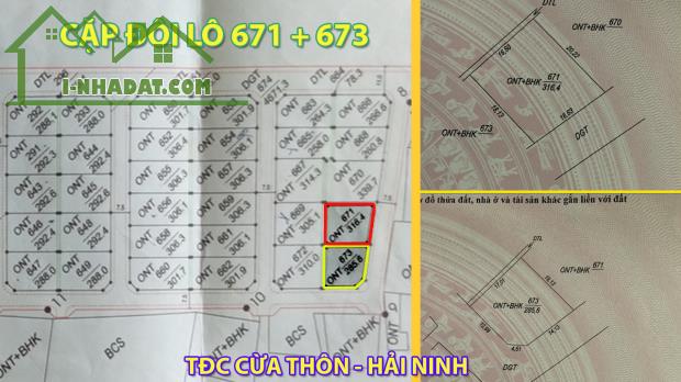 Cần bán gấp 2 lô đất diện tích biệt thự góc sát biển - TĐC Cừa Thôn Hải Ninh giá rẻ