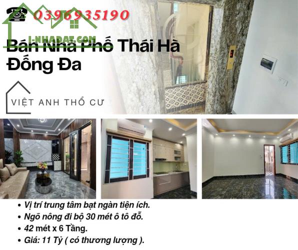 Bán nhà Thái Hà Đống Đa_Ngõ Nông_Ô Tô Đỗ Cổng_42mx6T_Giá: 11 Tỷ_Lh: 0396935190.