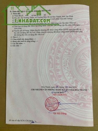 ĐẤT ĐẸP - GIÁ TỐT Chính Chủ Cần Bán Gấp Lô Đất Thị xã Hoà Thành, tỉnh Tây Ninh