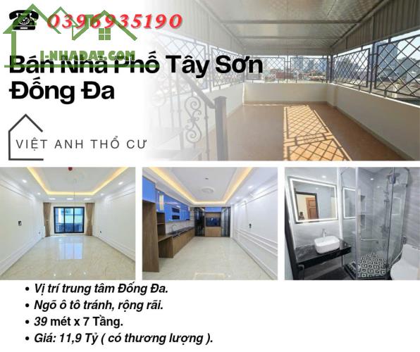 Bán nhà Phố Tây Sơn, Nhà Thang Máy, Ngõ Đẹp, 39mx7T, Giá: 11.9 Tỷ, Lh: 0396935190.