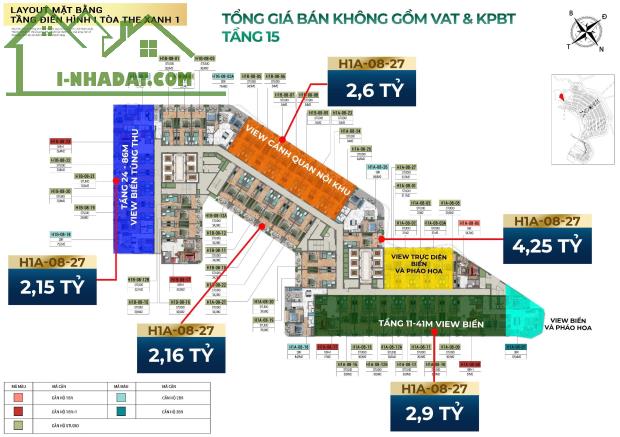 Bán căn hộ view biển, trực diện pháo hoa. HTLS 0% - 30 tháng, full toàn bộ nội thất giá - 2