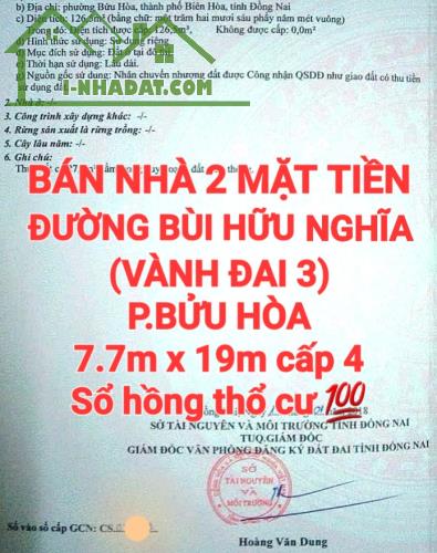 BÁN RẺ NHÀ BỬU HÒA, 2 MẶT TIỀN ĐƯỜNG BÙI HỮU NGHĨA BUÔN BÁN, SỔ THỔ CƯ