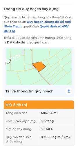 Bán gấp đất khu Bắc Nhơn Trạch trung tâm hành chính thành phố Nhơn Trạch 1000m2