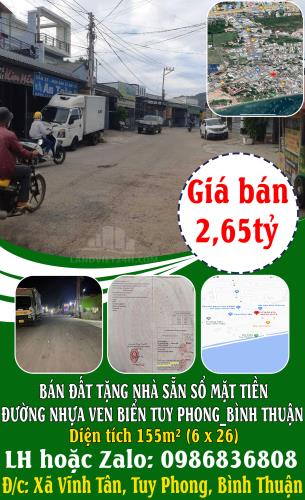 CHÍNH CHỦ BÁN ĐẤT TẶNG NHÀ SẴN SỔ MẶT TIỀN ĐƯỜNG NHỰA VEN BIỂN TUY PHONG_BÌNH THUẬN