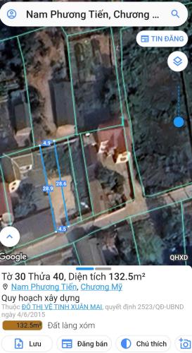 BÁN ĐẤT 128M².TẠI NAM PHƯƠNG TIẾN. CHƯƠNG MỸ. ĐƯỜNG OTO TRÁNH. GIÁ 1TY5 - 1