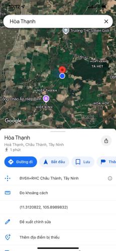 CHÍNH CHỦ CẦN BÁN ĐẤT Hoà Thạnh, Châu Thành, Tây Ninh GIÁ 1.8 TỶ - 1