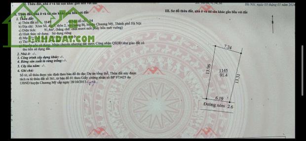 CHÍNH CHỦ BÁN LÔ ĐẤT 91,4M TẠI QUẢNG BỊ-CHƯƠNG MỸ-HÀ NỘI