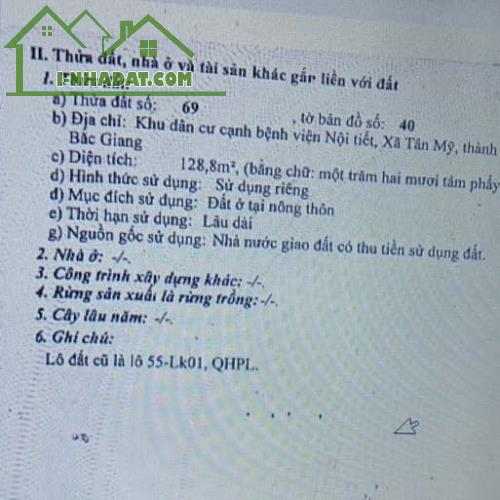 Bán đất BV Nội Tiết, Tân Mỹ, Bắc Giang;  128.8 m2 - MT 7m. Đường 27m - Giá 5.9  tỷ.